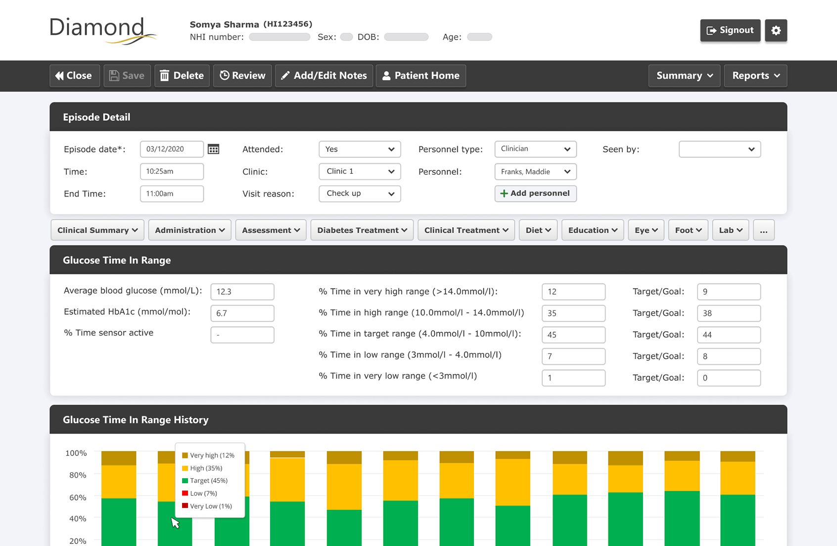 Diamond dashboard web page image